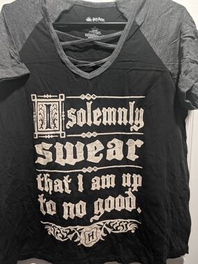 Warner Bros. Black and Gray 'I Solemnly Swear' Raglan Tee